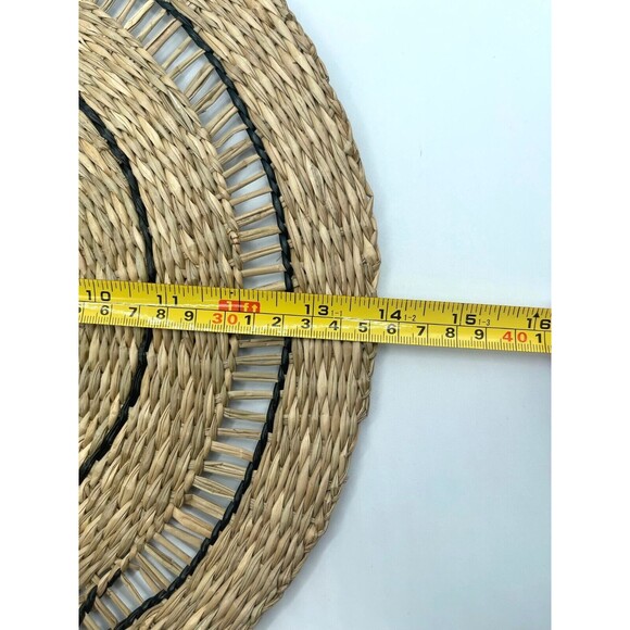 MORDEN HOUSE Round Woven Straw Placemats with Black Accents- 13.75" Diameter NWT - Picture 12 of 13